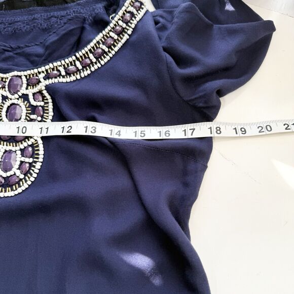 Lilly Pulitzer XS Sarah True Navy Beaded Embellished 3/4 Sleeve Tunic Dress - Picture 11 of 12